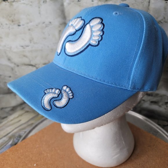 Footprint Blue White Ball Cap Trucker Hat Strap Back Adjustable Sams Cap Acrylic - Picture 2 of 7